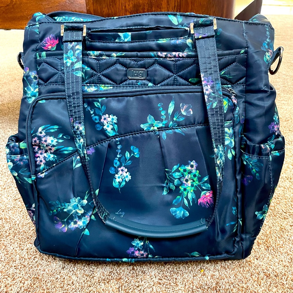 Lug Blue Floral Convertible Tote Bag